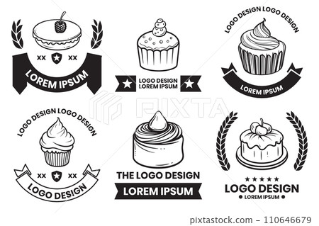 Cake and dessert shop logo in vintage style Cake and dessert shop logo in vintage style 110646679
