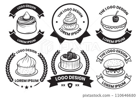 Cake and dessert shop logo in vintage style Cake and dessert shop logo in vintage style 110646680