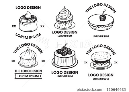 Cake and dessert shop logo in vintage style Cake and dessert shop logo in vintage style 110646683