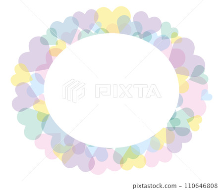 Round vector frame image of colorful pastel hearts that can be used for Easter Round vector frame image of colorful pastel hearts that can be used for Easter 110646808