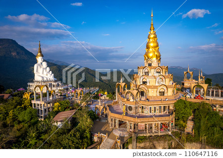 Aerial view of Wat Phra That Pha Sorn Kaew temple in Phetchabun, Thailand 110647116