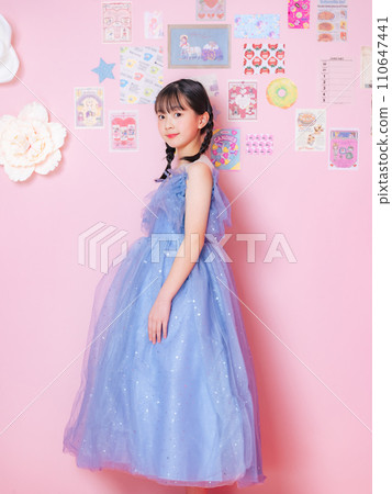Portrait of a girl taken in a pink room 110647441