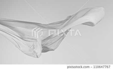 Pastel color transparent silk fabric flowing by wind, close-up 110647767