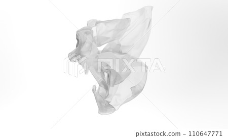 White transparent silk fabric flowing by wind, close-up 110647771