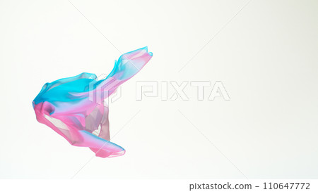 Pastel color transparent silk fabric flowing by wind, close-up 110647772