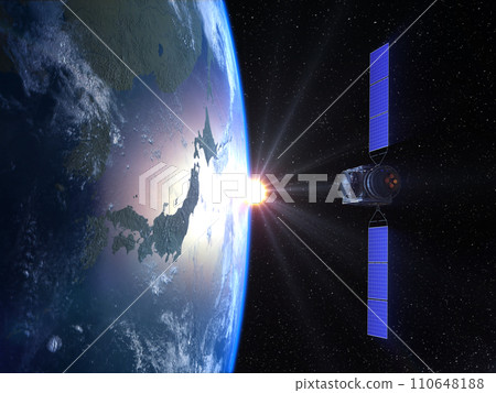 Artificial satellite earth Japan GPS communication network 110648188