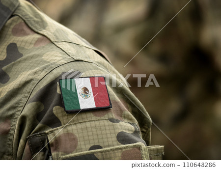 Flag of Mexico on military uniform (collage). 110648286