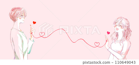 一對男女面對面，命運的紅線相連 110649043