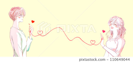 一對男女面對面，命運的紅線相連 110649044