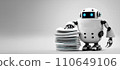 Working robot. A pile of documents and a robot. A robot that organizes documents. Generated AI image 110649106