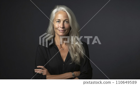 Portrait of a beautiful mature businesswoman on a dark background 110649589