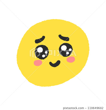 Cute hand-drawn emoticon smiling with bleary eyes - Design material of a happy and cheerful smile Cute hand-drawn emoticon smiling with bleary eyes - Design material of a happy and cheerful smile 110649682