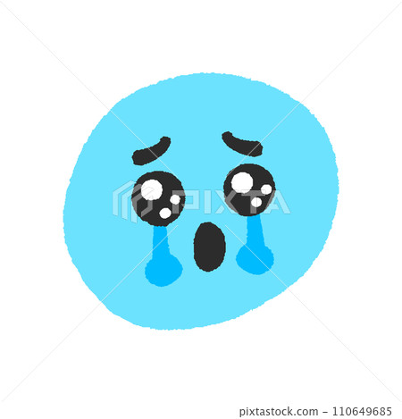 Emoji with tearful eyes - simple and cute hand-drawn tearful crying face design material 110649685