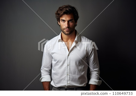 Portrait of a handsome young man in a white shirt. Men's beauty, fashion Portrait of a handsome young man in a white shirt. Men's beauty, fashion 110649733