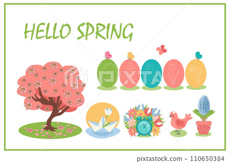 A set of spring vector cartoon elements 110650384