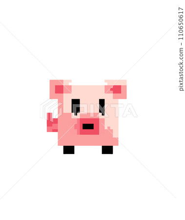 Cute pig front view isolated icon pixel art character Cute pig front view isolated icon pixel art character 110650617
