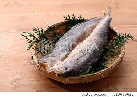 Opened mackerel mackerel, dried overnight Opened mackerel mackerel, dried overnight 110650622