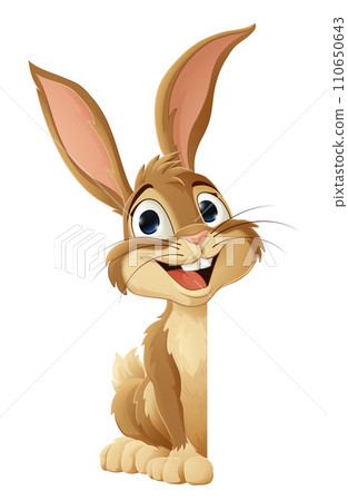 Easter Bunny Rabbit Peeking Around Sign Cartoon Easter Bunny Rabbit Peeking Around Sign Cartoon 110650643