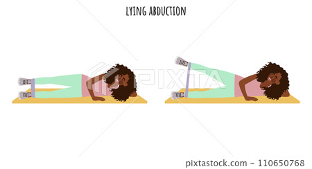 Young woman doing lying abduction exercise 110650768
