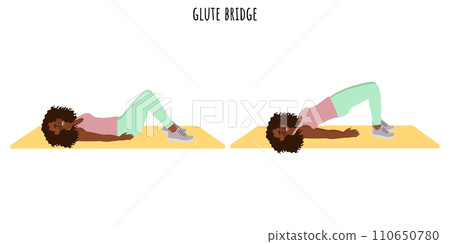 Young woman doing glute bridge exercise 110650780