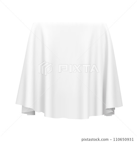 White fabric covering a cube or rectangular shape White fabric covering a cube or rectangular shape 110650931
