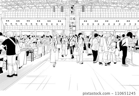 Manga-style pen drawing illustration Amusement facility_sale venue 110651245