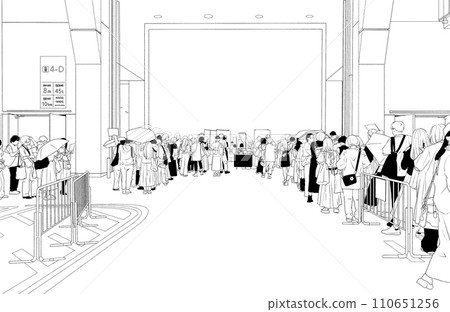 Manga-style pen drawing illustration Amusement facility_sale venue 110651256