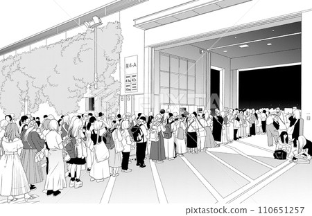 Manga-style pen drawing illustration Amusement facility_sale venue 110651257