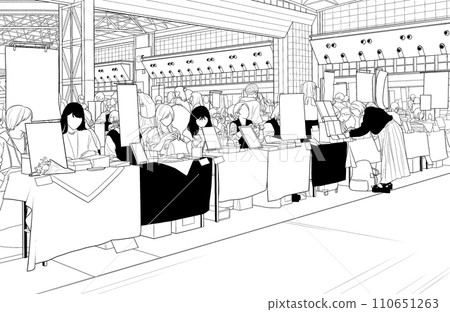 Manga-style pen drawing illustration Amusement facility_sale venue 110651263