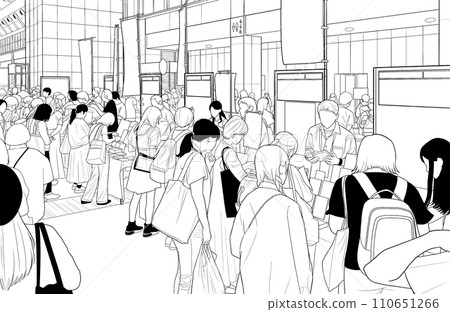 Manga-style pen drawing illustration Amusement facility_sale venue 110651266