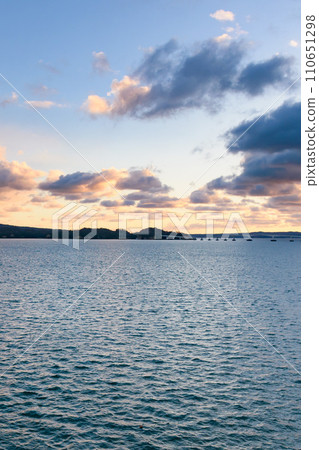 Nanao Bay and Notojima Ohashi Bridge at dusk 110651298