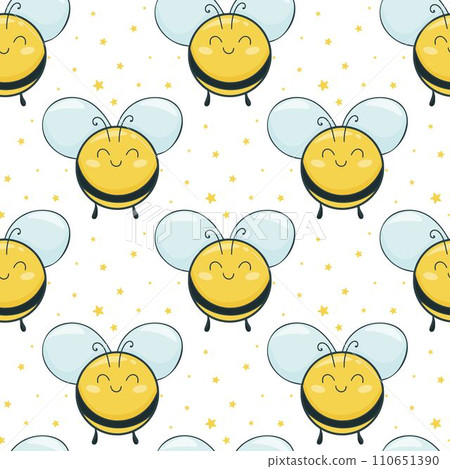 Cute bees seamless pattern vector illustration - Stock Illustration ...