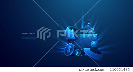 Wallet with currency and coin. Cash back, money transfer, and refund 110651485