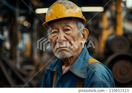 在建築工地工作的高級老工匠頭盔 110651513