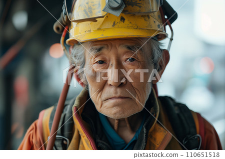 在建築工地工作的高級老工匠頭盔 110651518