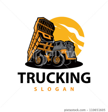 Truck logo heavy vehicle mining truck transportation design vector illustration template 110651605