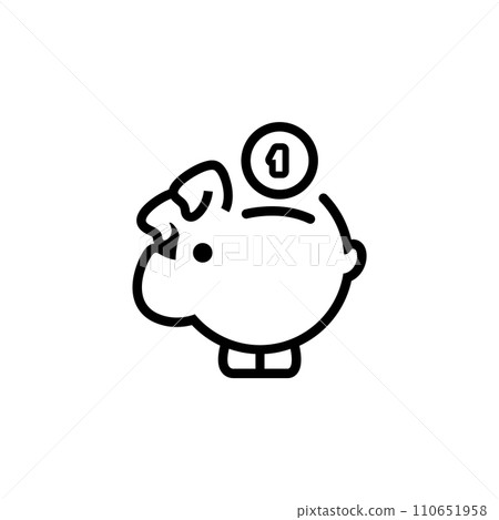 piggy bank icon with coin symbol, made line style 110651958