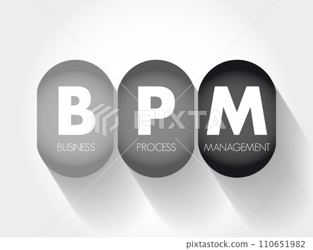 BPM Business Process Management - discipline in which people use various methods to discover, model, analyze, measure, improve, optimize, and automate business processes, acronym text concept BPM Business Process Management - discipline in which people use various methods to discover, model, analyze, measure, improve, optimize, and automate business processes, acronym text concept 110651982