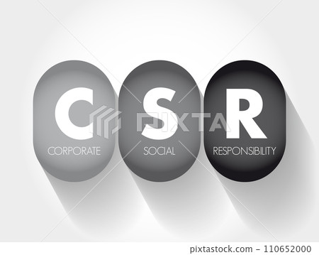CSR Corporate Social Responsibility - type of business self-regulation with the aim of being socially accountable, acronym text concept background 110652000
