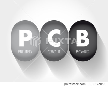 PCB Printed Circuit Board - laminated sandwich structure of conductive and insulating layers, acronym text concept background 110652056