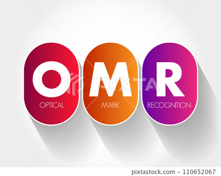 OMR Optical Mark Recognition - process of reading information that people mark on surveys, tests and other paper documents, acronym text concept background 110652067