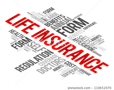 Life Insurance - agreement or contract between an insurance company and a policyholder, word cloud concept 110652070