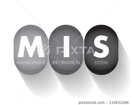 MIS Management Information System - study of people, technology, organizations, and the relationships among them, acronym text concept background 110652086