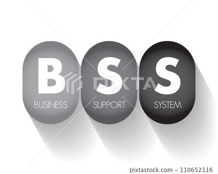 BSS Business Support System - components that a telecommunications service provider uses to run its business operations towards customers, acronym text concept background 110652116