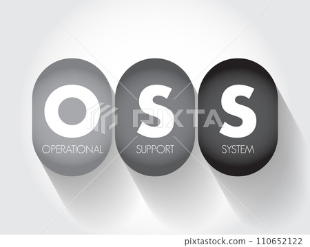 OSS Operational Support System - computer systems used by telecommunications service providers to manage their networks, acronym text concept background OSS Operational Support System - computer systems used by telecommunications service providers to manage their networks, acronym text concept background 110652122