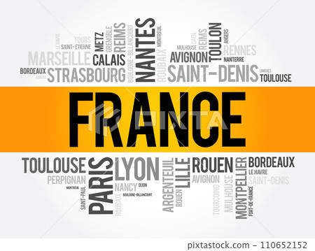 List of cities in France. Paris word cloud concept 110652152
