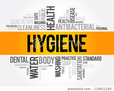 Hygiene word cloud collage, health concept background Hygiene word cloud collage, health concept background 110652189