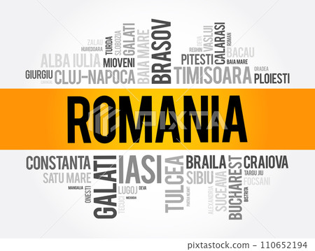 List of cities in Romania word cloud collage, business and travel concept background 110652194