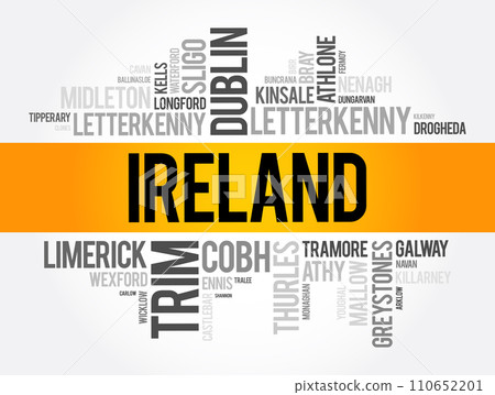 List of cities in Ireland word cloud collage, business and travel concept background List of cities in Ireland word cloud collage, business and travel concept background 110652201