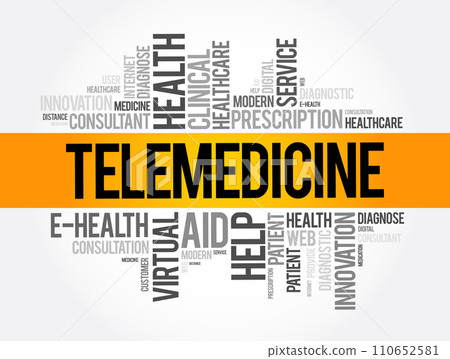 Telemedicine word cloud collage, health concept background Telemedicine word cloud collage, health concept background 110652581
